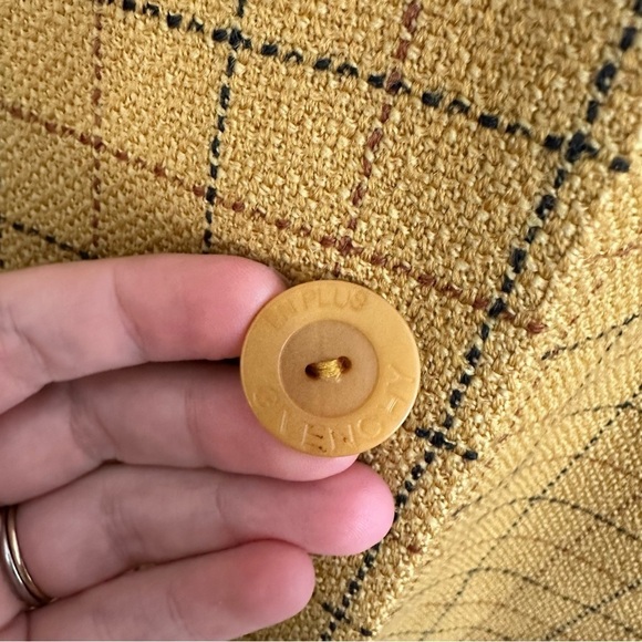 VTG Givenchy Women 14W Wool Yellow Oversized Plaid Boyfriend Blazer Jacket - Picture 4 of 7